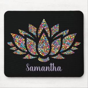 Colorful Lotus Flower Design Mousepad