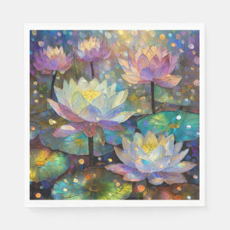 Colorful Lotus Flowers Blossoming in the Snow Napkin