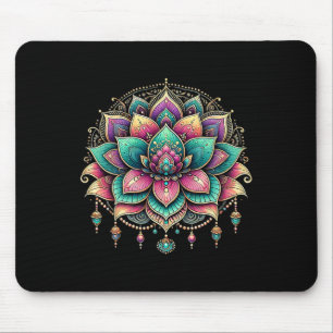 Colorful Lotus Mandala Art Design  Mouse Pad