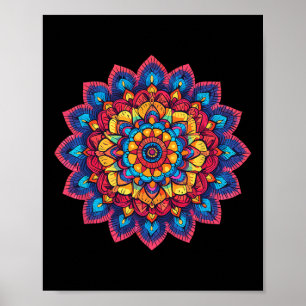 Colorful Lotus Mandala For Meditation Poster