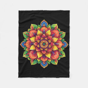 Colorful Lotus Mandala Symmetry Yoga Meditation  Fleece Blanket