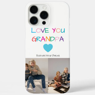 Colorful “Love You Grandpa” Text and Custom Photo iPhone 16 Pro Max Case