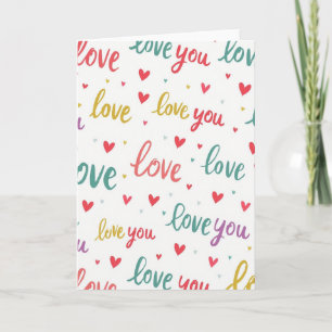 Colorful Love You Hearts Card