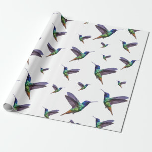 Colorful Low Poly Hummingbirds Wrapping Paper
