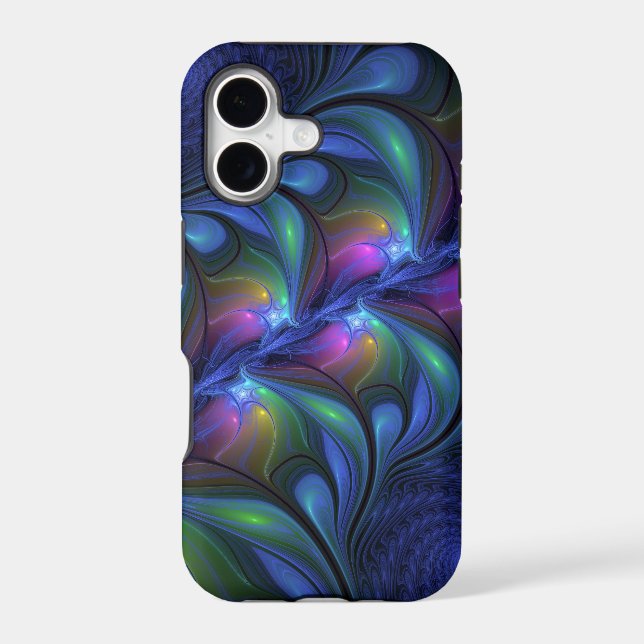 Colorful Luminous Abstract Blue Pink Green Fractal (Back)