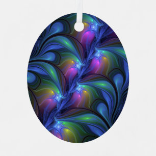 Colorful Luminous Abstract Blue Pink Green Fractal Metal Tree Decoration