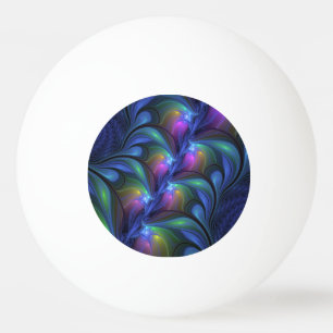 Colorful Luminous Abstract Blue Pink Green Fractal Ping Pong Ball