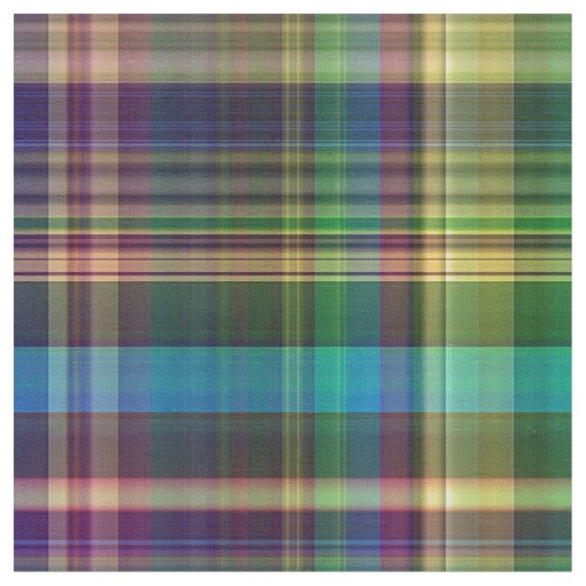 Colorful Madras Plaid Stripes Print Pattern Fabric (Close Up)