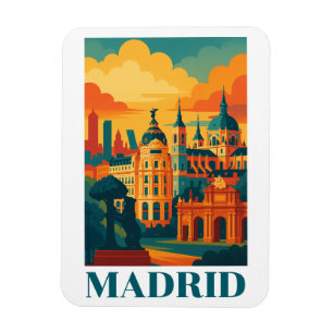 Colorful Madrid Spain Vintage Travel Magnet