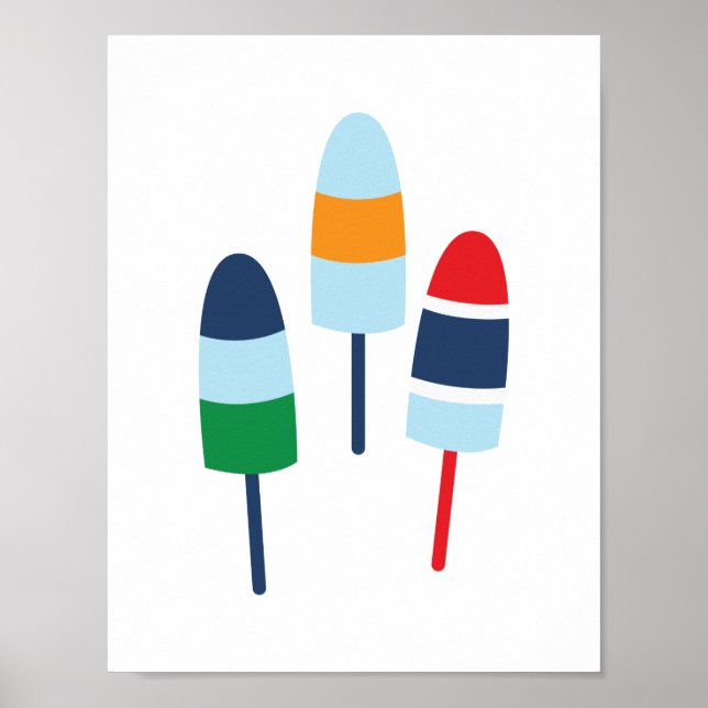 Colorful Maine Lobster Buoys Poster (Front)