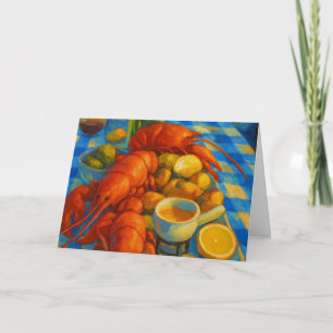 Colorful Maine Lobster Clam Bake Blank Note Card