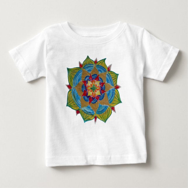 Colorful Mandala Baby Fine Jersey T-Shirt (Front)