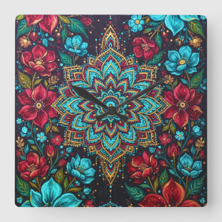 Colorful Mandala Floral Wall Clock | Boho Home Dec