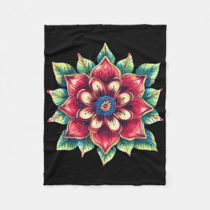 Colorful Mandala Flower Boho Yoga Lotus Symbol  Fleece Blanket