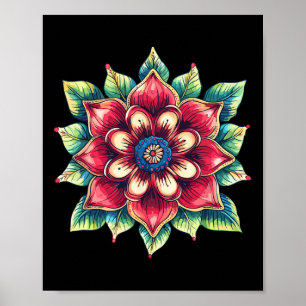 Colorful Mandala Flower Boho Yoga Lotus Symbol Poster
