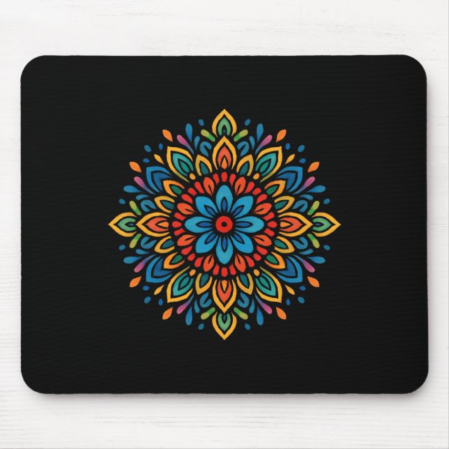 Colorful Mandala Flower Symmetry  Mouse Pad (Front)