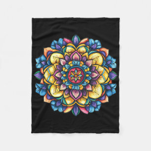 Colorful Mandala Lotus Floral Meditation Mandala Fleece Blanket