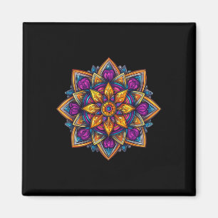 Colorful Mandala Meditation Lotus Magnet