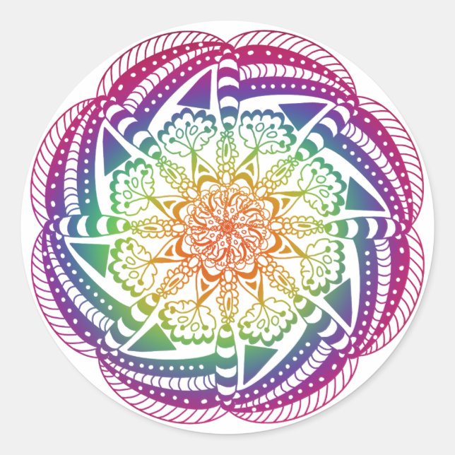 Colorful Mandala Stickers. Classic Round Sticker (Front)
