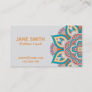 Colorful Mandala wellness coach Business Card