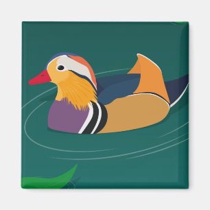 Colorful Mandarin Duck Modern Digital Art Magnet