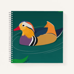 Colorful Mandarin Duck Modern Digital Art Notebook