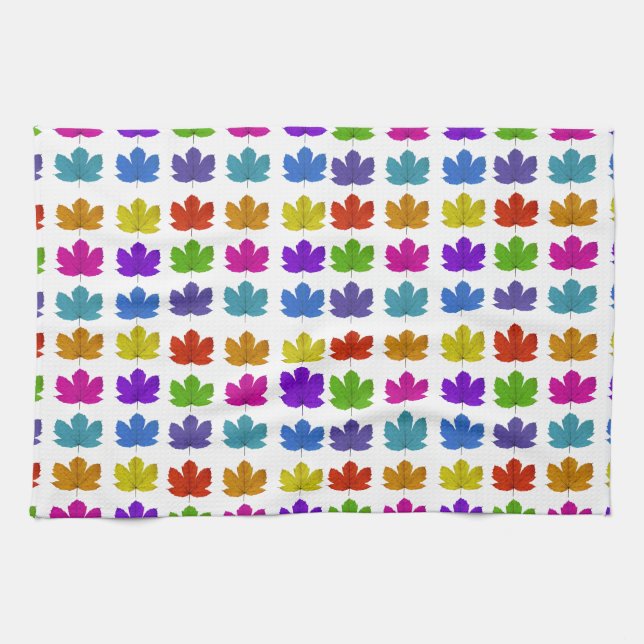 Colorful maple leaves tea towel (Horizontal)