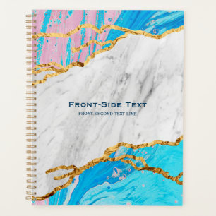 Colorful marble gold veins planner
