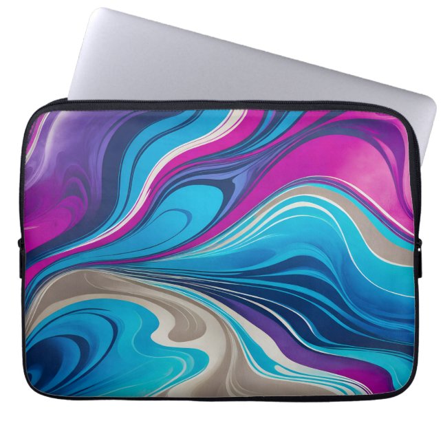 Colorful Marbled Paper Art Laptop Case (Front)