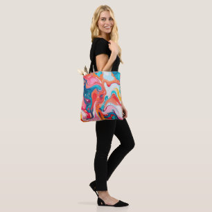 Colorful Marbled Pattern Paint Design Tote Bag