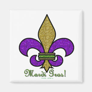 Colorful Mardi Gras Fleur De Lis Magnet
