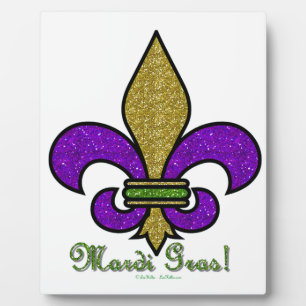 Colorful Mardi Gras Fleur De Lis Plaque