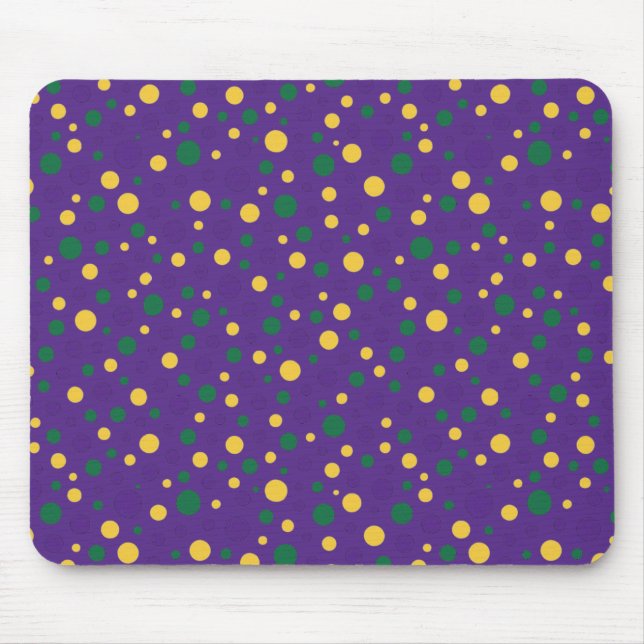 Colorful Mardi Gras polka dot Mouse Pad (Front)