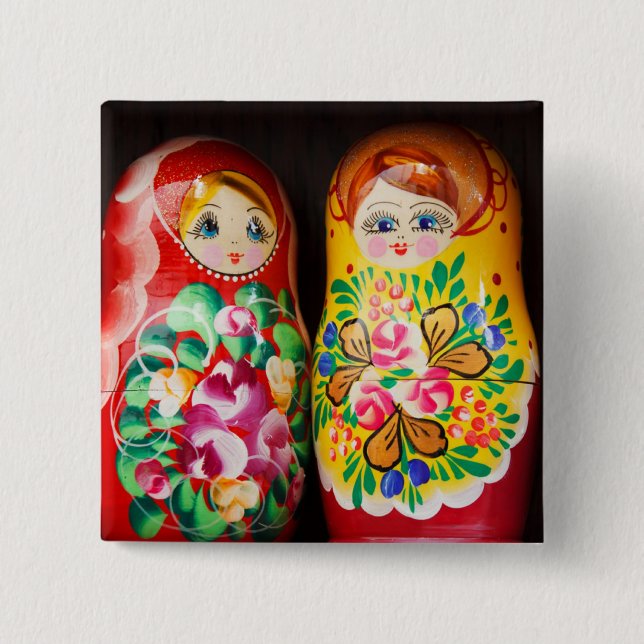 Colorful Matryoshka Dolls 15 Cm Square Badge (Front)