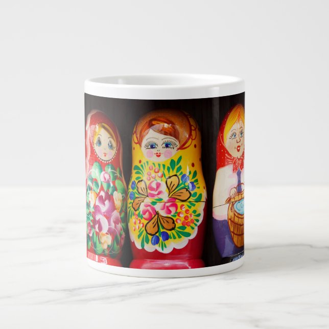 Colorful Matryoshka Dolls Large Coffee Mug (Front)