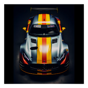 Colorful matte race car poster