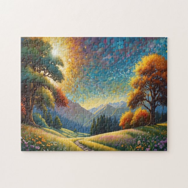 Colorful Meadow Flowers Art Jigsaw Puzzle (Horizontal)