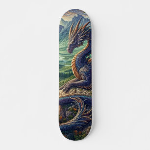 Colorful, Medieval Dragon castle Skateboard