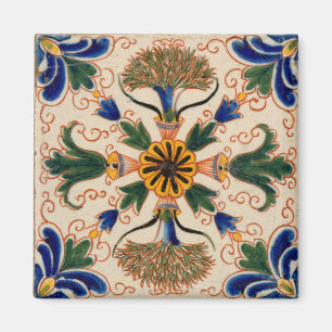 Colorful Mediterranean Vintage Floral Pattern Magnet