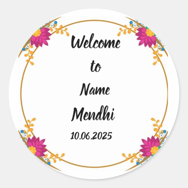 Colorful Mendhi favor stickers  (Front)