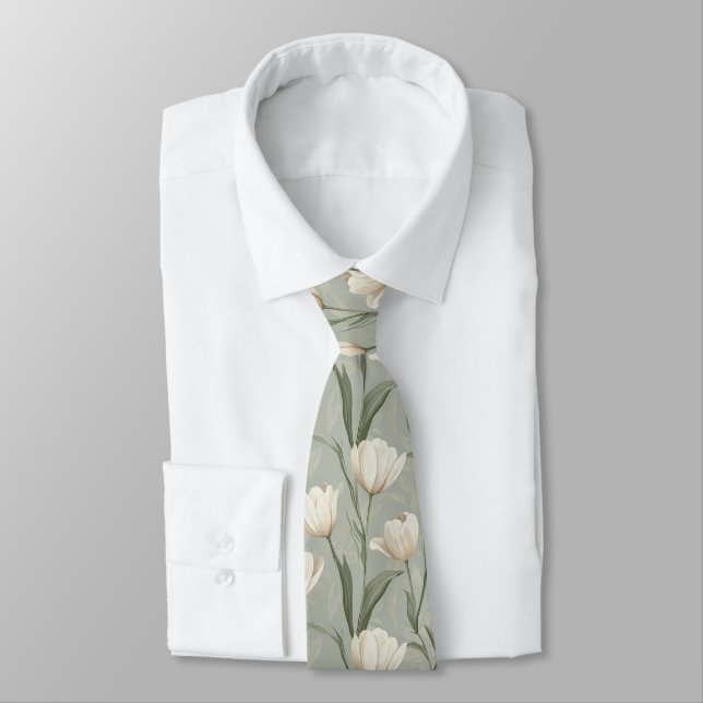 Colorful Mens Fashion Tulip Flower Tie (Tied)