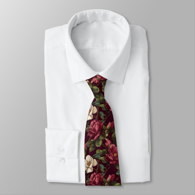 Colorful Menswear Ties Gardenias Flower (Tied)