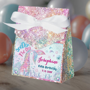 Colorful Mermaid First birthday custom tent Favour Box