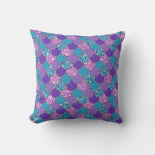 Colorful mermaid scales pattern cushion
