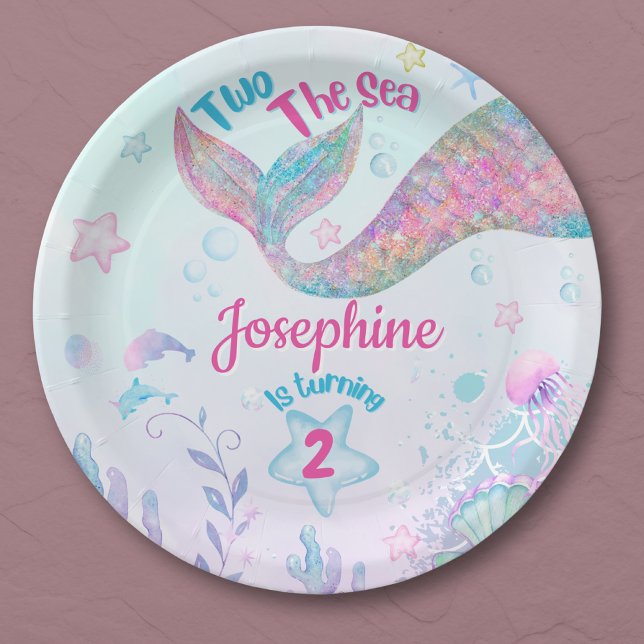 Colorful Mermaid second birthday Paper Plate (Creator Uploaded)