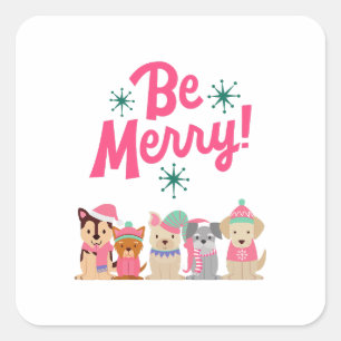 Colorful Merry and Bright Christmas 2026 Family Square Sticker