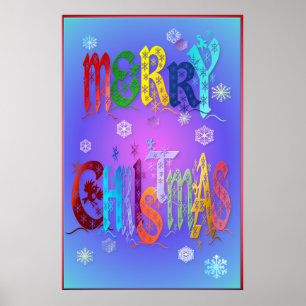 Colorful Merry Christmas Poster-large Poster