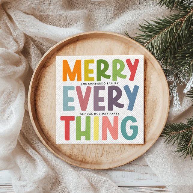 Colorful Merry Everything Inclusive Holiday Party Napkin (Creator Uploaded)