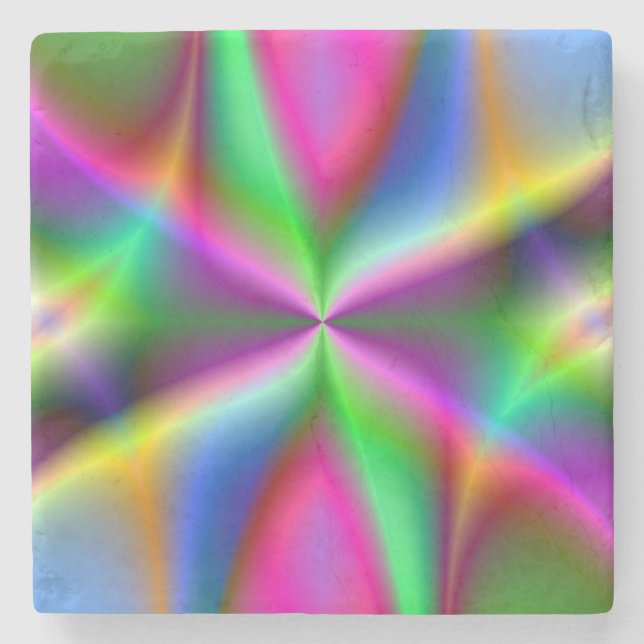 Colorful Metallic Fractal Luster  Stone Coaster (Front)