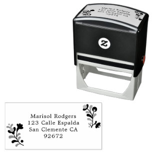 Colorful Mexican Embroidery Floral Address Self-inking Stamp